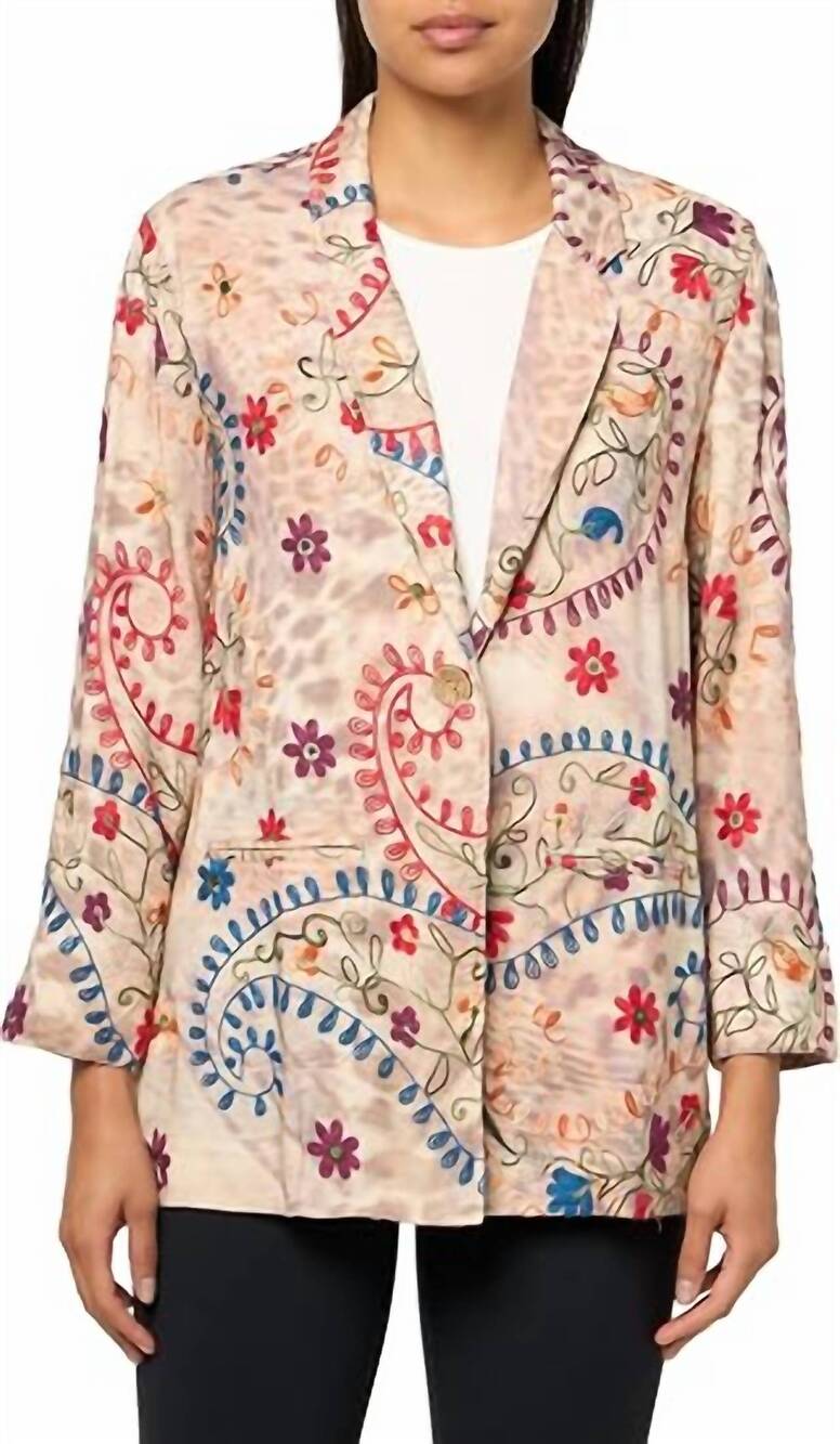 NEW JOHN MARK women's embellished jacket with front pockets in multi